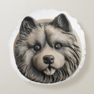 Cojín Redondo Perro Keeshond 3D Inspirado