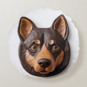 Cojín Redondo Perro Kelpie Australiano Inspirado en 3D