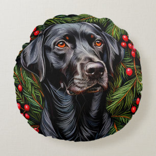 Cojín Redondo perro labrador de Navidad