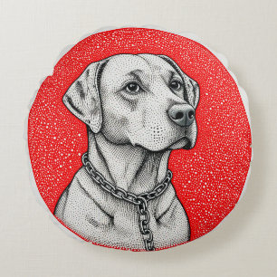 Cojín Redondo perro labrador dentro de un círculo decorativo