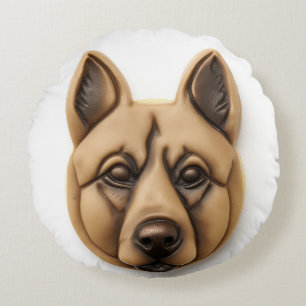 Cojín Redondo Perro Malinoi Belga Inspirado en 3D