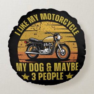 Cojín Redondo Perro Motocicleta