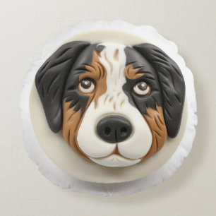 Cojín Redondo Perro Pastor Australiano Inspirado en 3D