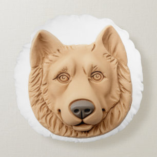 Cojín Redondo Perro pastor belga Inspirado en 3D