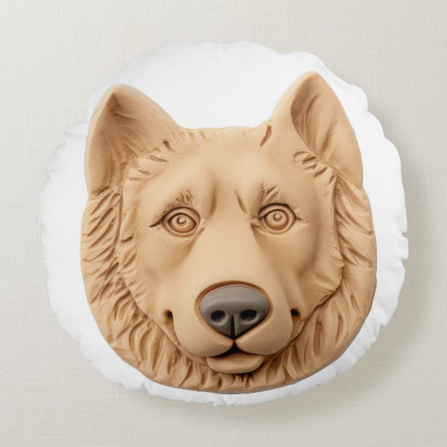 Cojín Redondo Perro pastor belga Inspirado en 3D (Anverso)