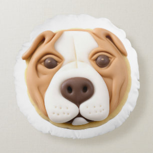 Cojín Redondo Perro Pitbull 3D Inspirado