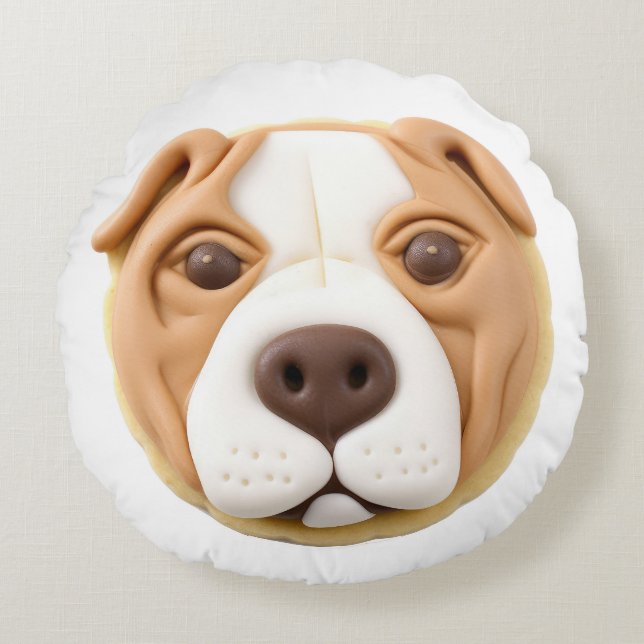 Cojín Redondo Perro Pitbull 3D Inspirado (Anverso)