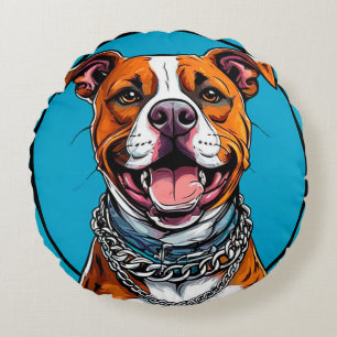 Cojín Redondo Perro Pitbull lindo