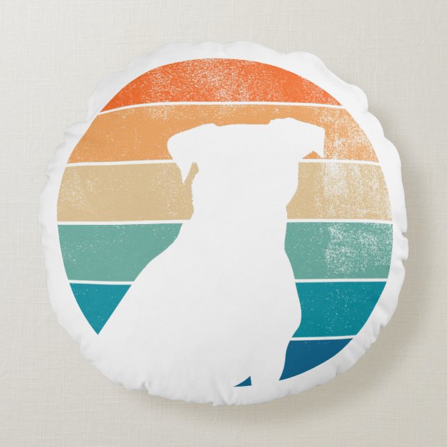 Cojín Redondo Perro retro Silueta Pillow - Amante de mascotas de (Anverso)