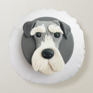 Cojín Redondo Perro Schnauzer Inspirado en 3D