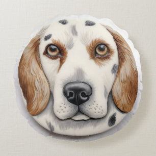 Cojín Redondo Perro Setter Inglés Inspirado en 3D