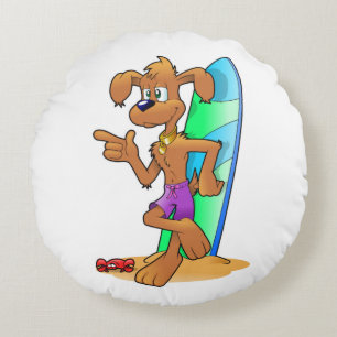 COJÍN REDONDO PERRO SURFER