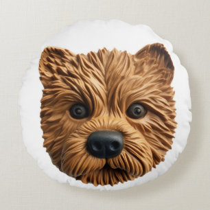 Cojín Redondo Perro Terrier Australiano Inspirado en 3D