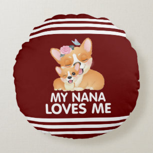 Cojín Redondo Perros Corgi Lindos - Mi Nana Me Ama