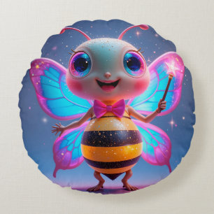 Cojín Redondo Personaje de abeja mágica brillante con alas brill
