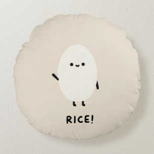 Cojín Redondo personaje de arroz lindo minimalista kawaii divert