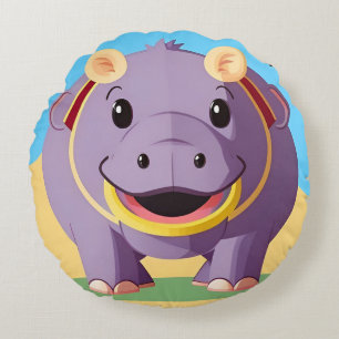Cojín Redondo Personaje de Hippo Feliz