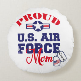 Cojín Redondo Personalice Dog Tag US Air Force Mom