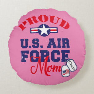 Cojín Redondo Personalice Dog Tag US Air Force Mom