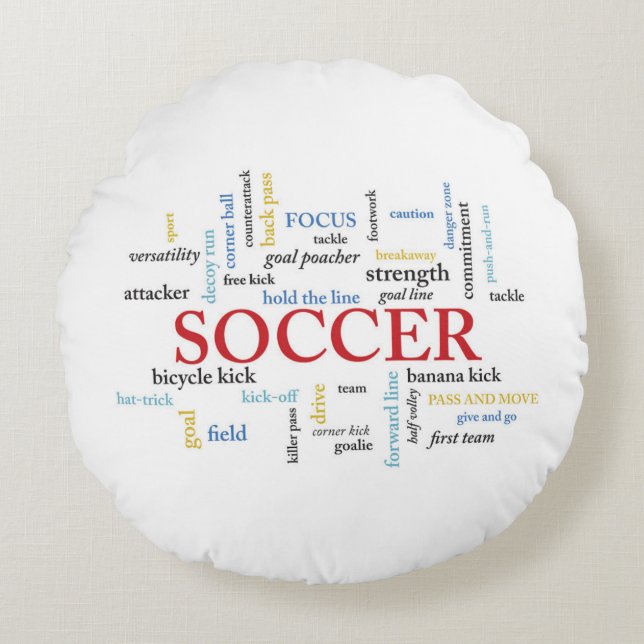 Cojín Redondo Personalice, entrenador de fútbol gracias en palab (Anverso)