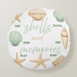 Cojín Redondo Personaliza Conchas y Recuerdos: Océano Mínimo