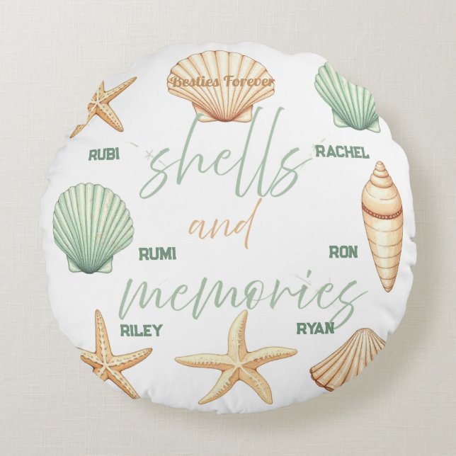 Cojín Redondo Personaliza Conchas y Recuerdos: Océano Mínimo (Anverso)