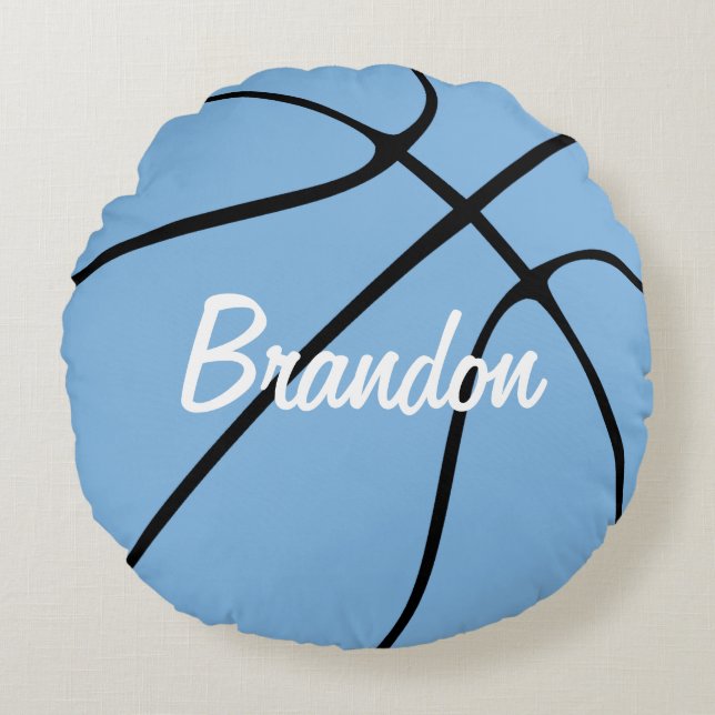Cojín Redondo Personalizable Carolina Blue Basketball Round Thro (Anverso)