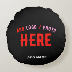 COJÍN REDONDO PERSONALIZABLE MODERNO ESTILO NEGRO VERIFICADO MAR