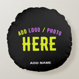 COJÍN REDONDO PERSONALIZABLE MODERNO ESTILO NEGRO VERIFICADO MAR