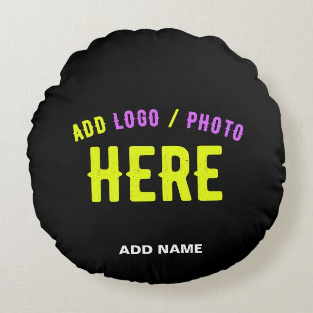 COJÍN REDONDO PERSONALIZABLE MODERNO ESTILO NEGRO VERIFICADO MAR (Anverso)
