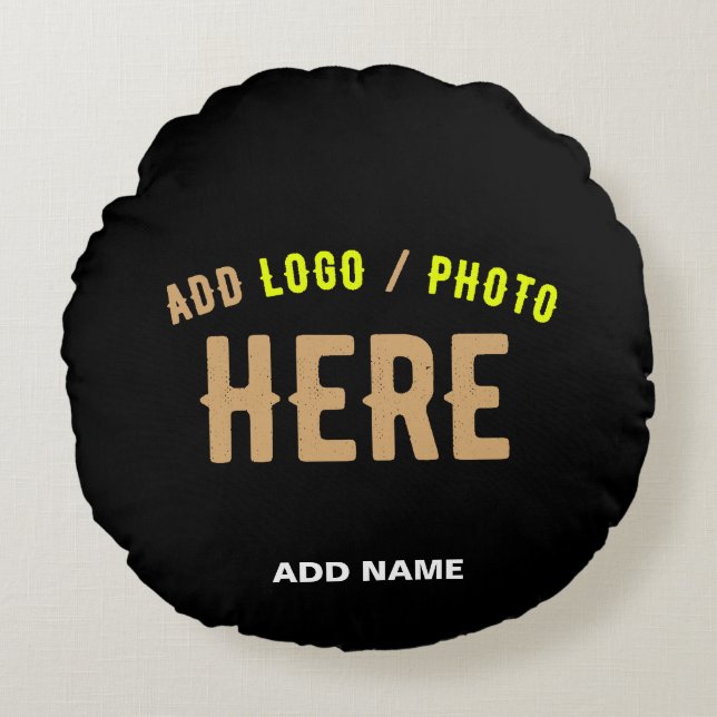COJÍN REDONDO PERSONALIZABLE MODERNO ESTILO NEGRO VERIFICADO MAR (Anverso)