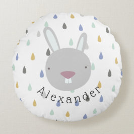 Cojín Redondo Personalizable Nombre Conejo Cute
