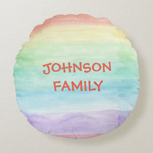 Cojín Redondo Personalización del patrón de acuarela sin foco
