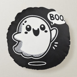 Cojín Redondo Personalizado amable Ghost Saying Boo