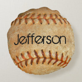 Cojín Redondo Personalizado béisbol blanco vintage con costura r