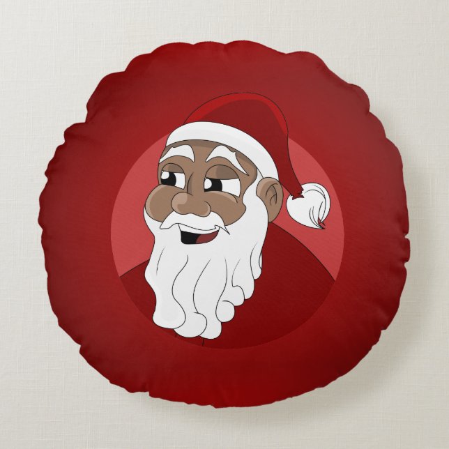 Cojín Redondo Personalizado Black Santa Claus Round Pillow (Anverso)