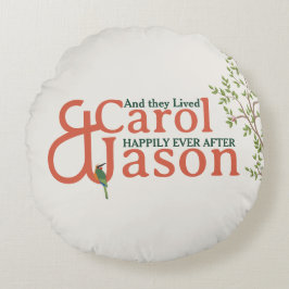 Cojín Redondo Personalizado Boda botánico