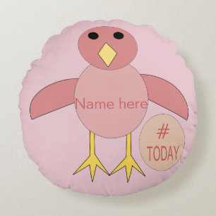 Cojín Redondo Personalizado Chica de cumpleaños rosa Chick Pillo