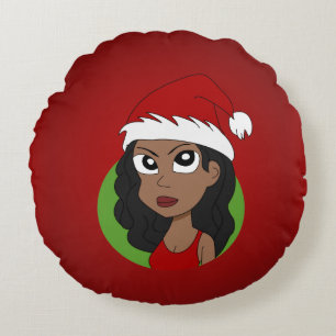 Cojín Redondo personalizado chica navidades