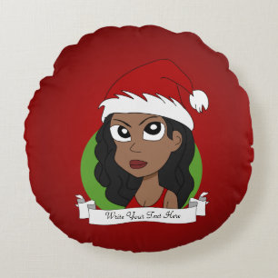 Cojín Redondo personalizado chica navidades
