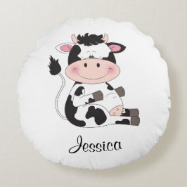 Cojín Redondo Personalizado Cute Baby Cow