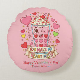 Cojín Redondo Personalizado Cute Milkshake San Valentín