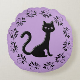 Cojín Redondo Personalizado de gatitos negros 12
