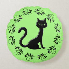 Cojín Redondo Personalizado de gatitos negros 3
