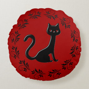 Cojín Redondo Personalizado de gatitos negros 5