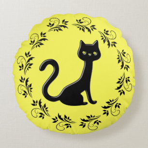 Cojín Redondo Personalizado de gatitos negros 8