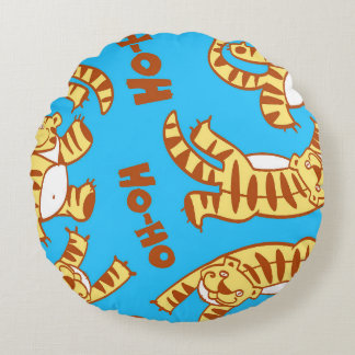 Cojín Redondo Personalizado De Los Cubos De Tigre: Divertido Sin