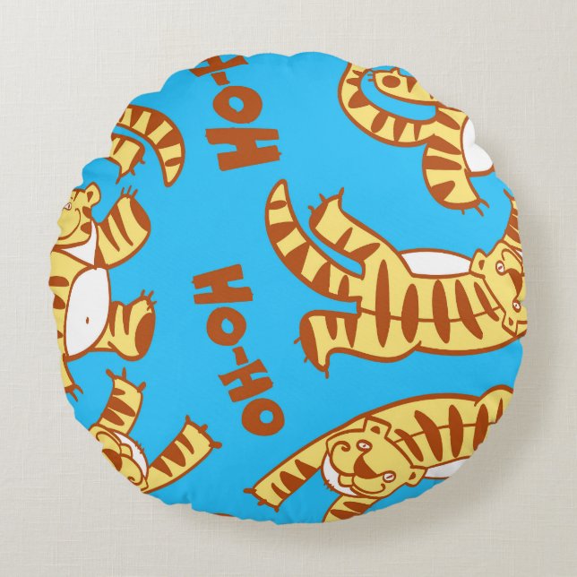 Cojín Redondo Personalizado De Los Cubos De Tigre: Divertido Sin (Anverso)