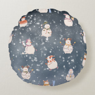 Cojín Redondo Personalizado de Navidades inteligentes Snowman
