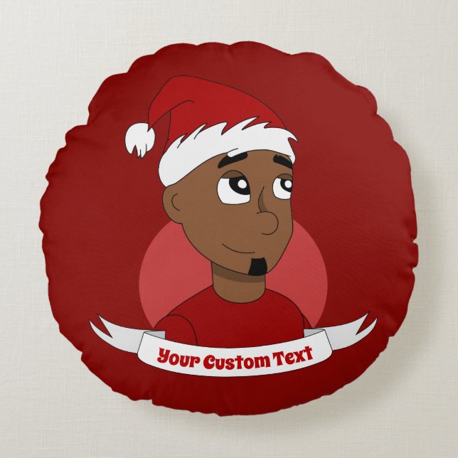 Cojín Redondo Personalizado de Navidades sonrientes (Anverso)